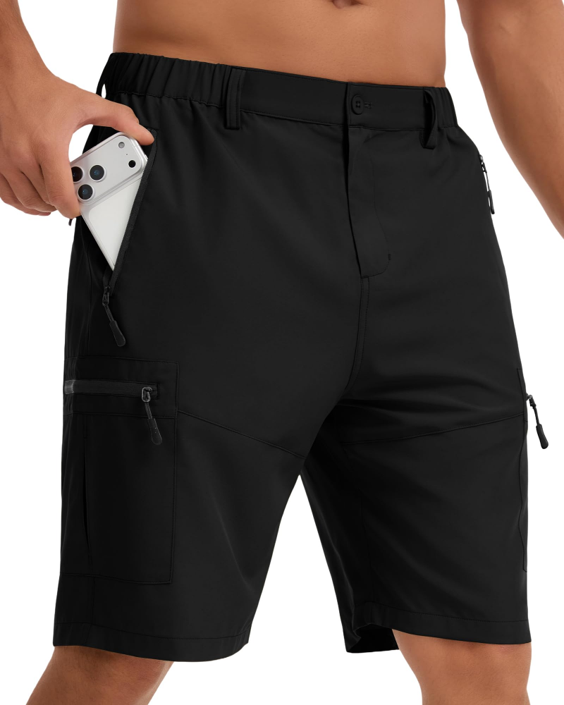 Travis Men's Walking Shorts – Lightweight Water-Resistant Cargo Shorts with 5 Zip Pockets