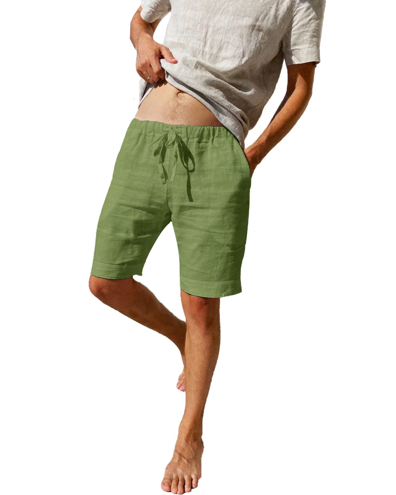 Garrett Men's Cotton Linen Shorts – Drawstring Summer Casual Shorts with Pockets