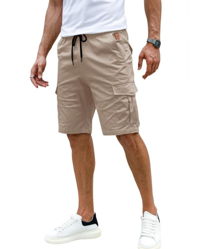 Grayson Men's Cotton Cargo Shorts – Drawstring Multi-Pocket Casual Summer Shorts