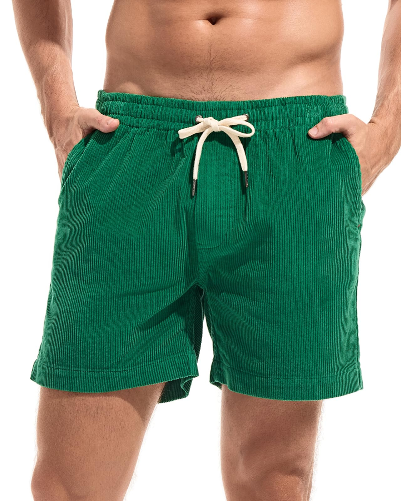 Jenson Men's Corduroy Shorts – 100% Cotton Drawstring Casual Summer Shorts