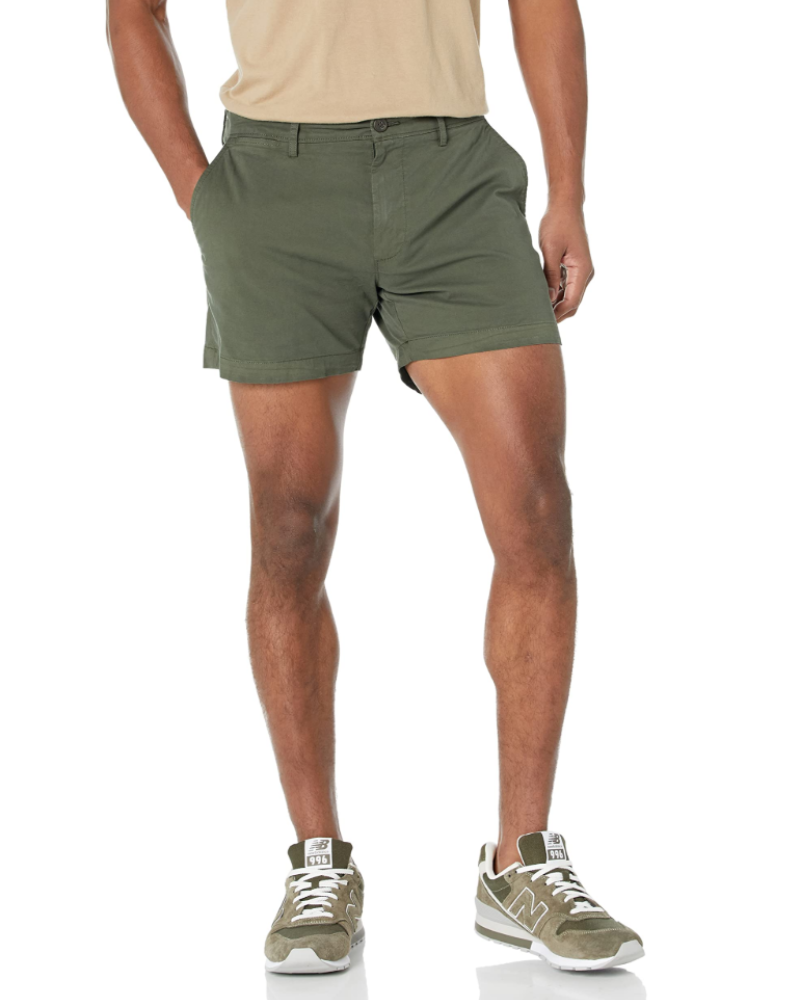 Calvin Men's Slim Fit Chino Shorts – Stretch Canvas 5 Inch Khaki Shorts