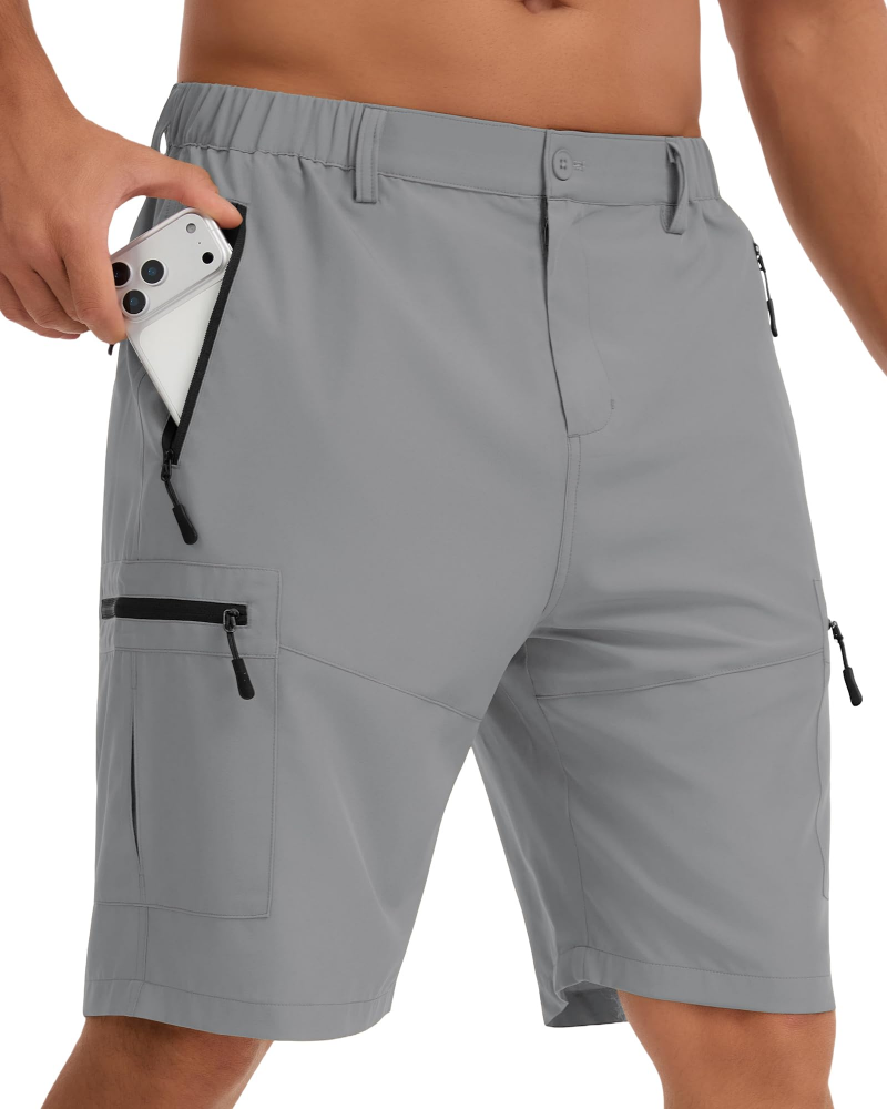 Travis Men's Walking Shorts – Lightweight Water-Resistant Cargo Shorts with 5 Zip Pockets