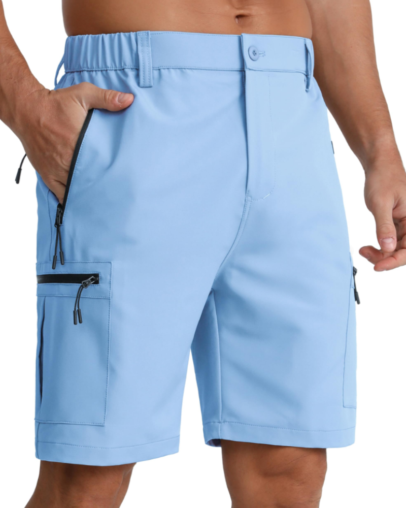 Cole Men's Hiking Shorts – Water-Resistant Stretch Cargo Shorts with 5 Zip Pockets
