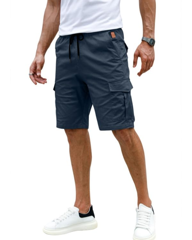 Grayson Men's Cotton Cargo Shorts – Drawstring Multi-Pocket Casual Summer Shorts