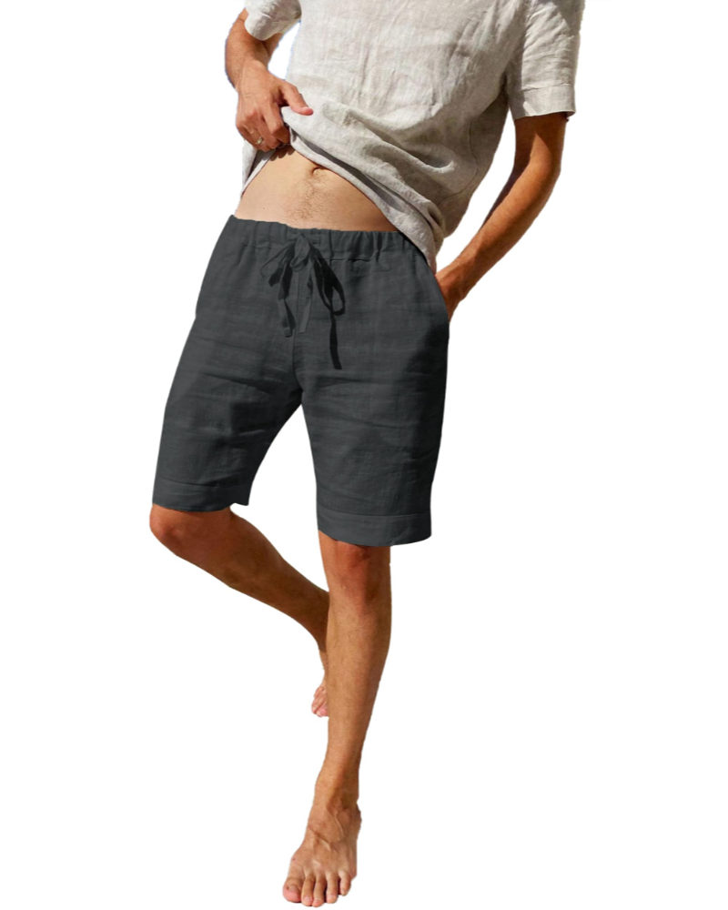 Garrett Men's Cotton Linen Shorts – Drawstring Summer Casual Shorts with Pockets