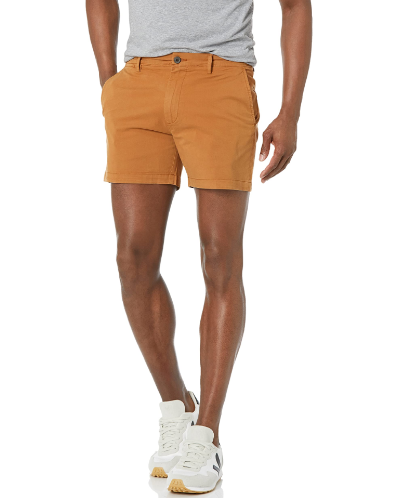 Calvin Men's Slim Fit Chino Shorts – Stretch Canvas 5 Inch Khaki Shorts