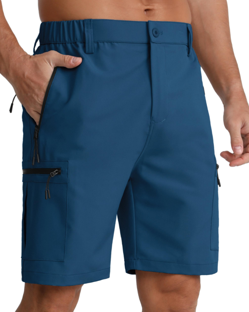 Cole Men's Hiking Shorts – Water-Resistant Stretch Cargo Shorts with 5 Zip Pockets