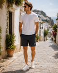 Trent Men's French Terry Shorts – Cotton Blend Drawstring Three Stripe Shorts