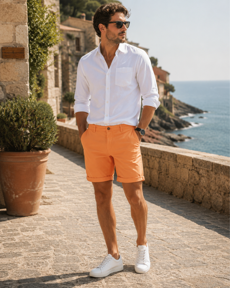 Alfred Men's Chino Shorts – Regular Fit Stretch Mid Waist Casual Shorts