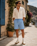 Parker Men's Bermuda Shorts – Seersucker Drawstring Casual Summer Shorts
