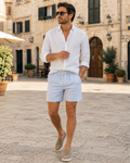Beckett Men's Seersucker Swim Shorts – Quick-Dry Drawstring Beach Shorts