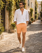 Mason Men's Chino Shorts – Cotton Regular Fit Elastic Waist Mid-Length Shorts