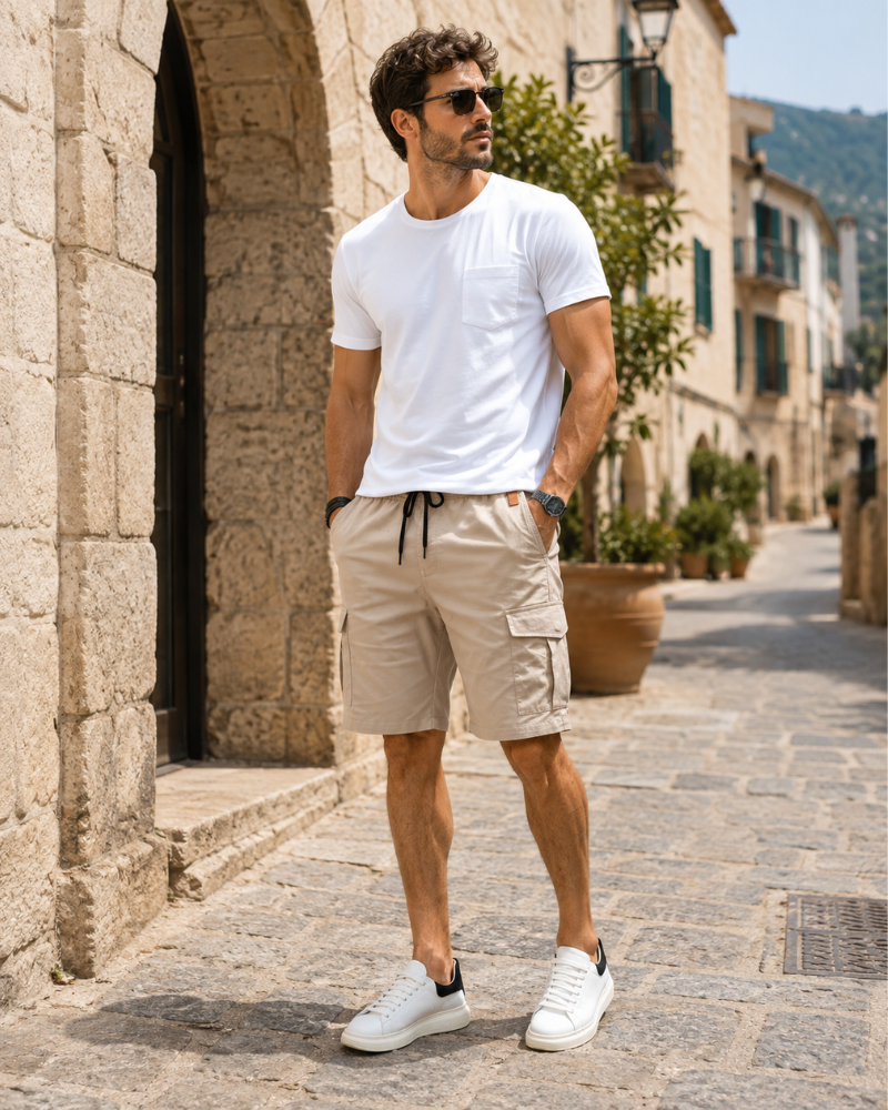 Grayson Men's Cotton Cargo Shorts – Drawstring Multi-Pocket Casual Summer Shorts
