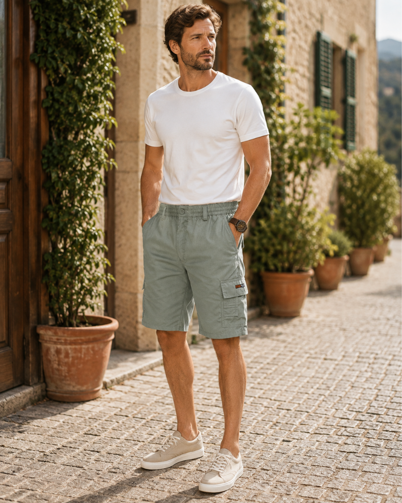Austin Men's Cotton Cargo Shorts – Regular Fit Multi-Pocket Combat Shorts