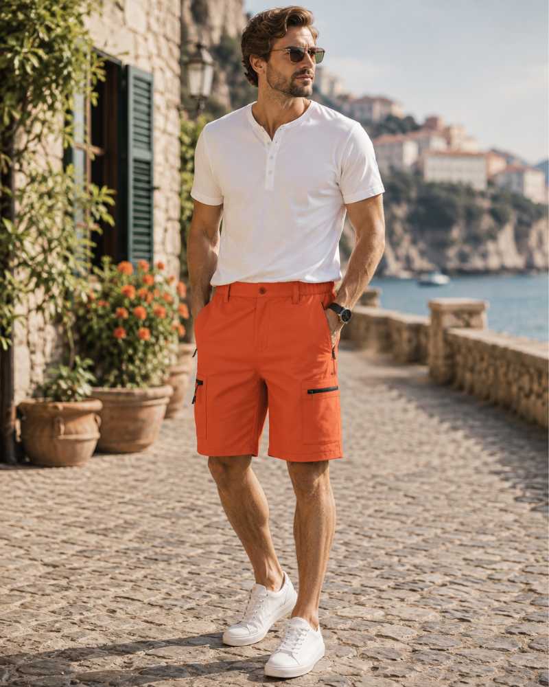 Cole Men's Hiking Shorts – Water-Resistant Stretch Cargo Shorts with 5 Zip Pockets