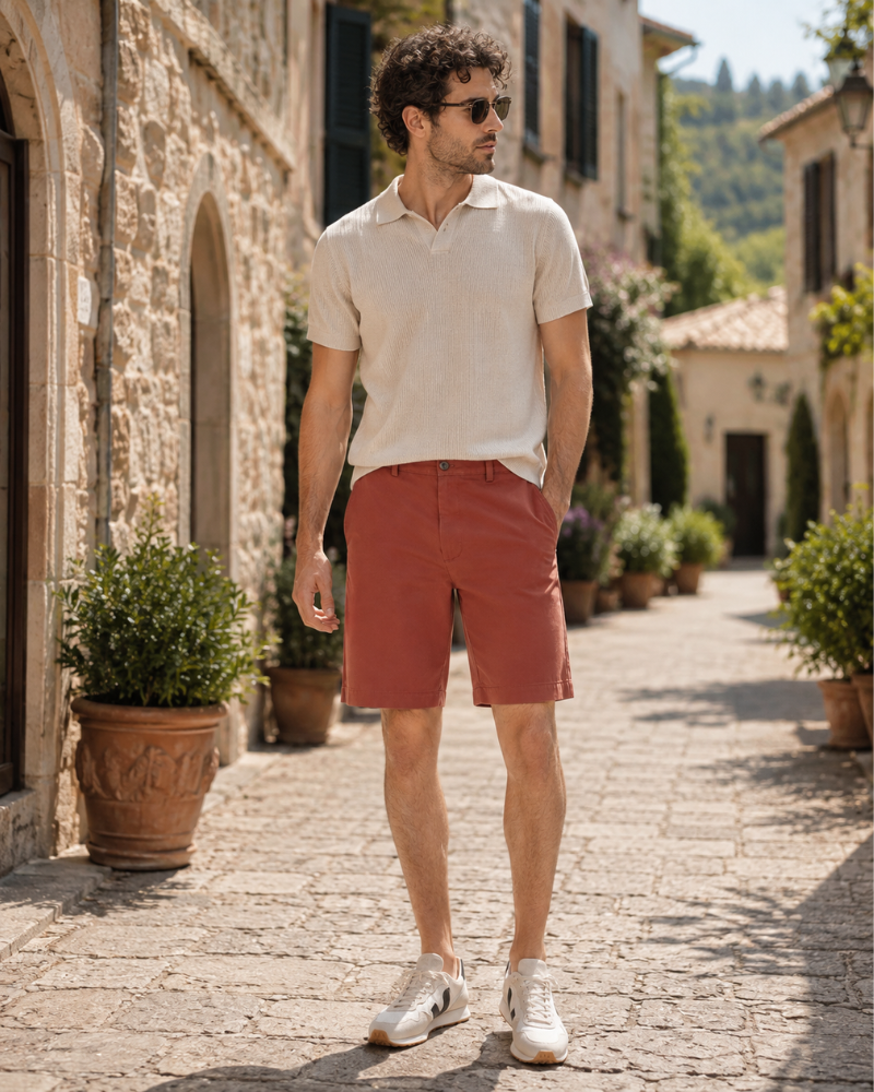 Hudson Men's Chino Shorts – Cotton Twill Classic Fit 9 Inch Khaki Shorts