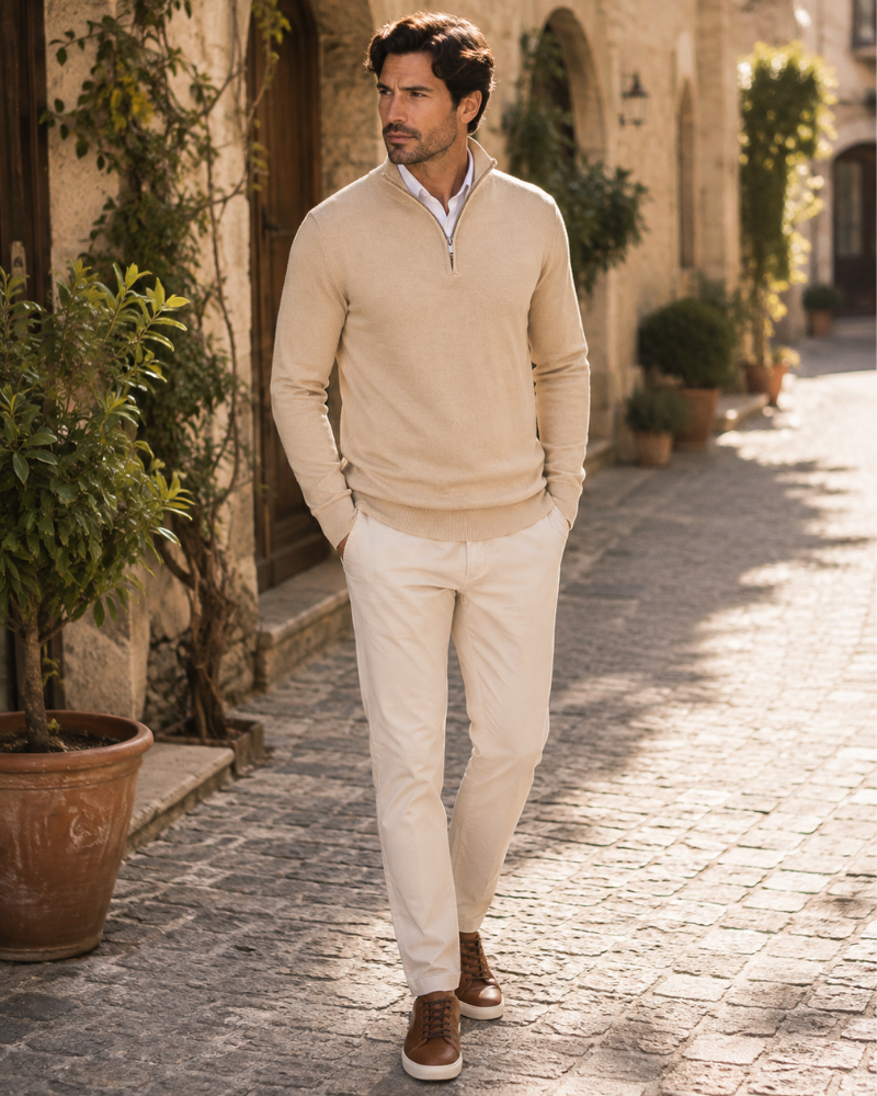 Holden Men's Quarter Zip Knit Sweater – Slim Fit Mock Neck Pullover