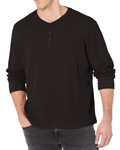 Lincoln Men's Waffle Henley T-Shirt – Long Sleeve Cotton Blend Button Neck Top