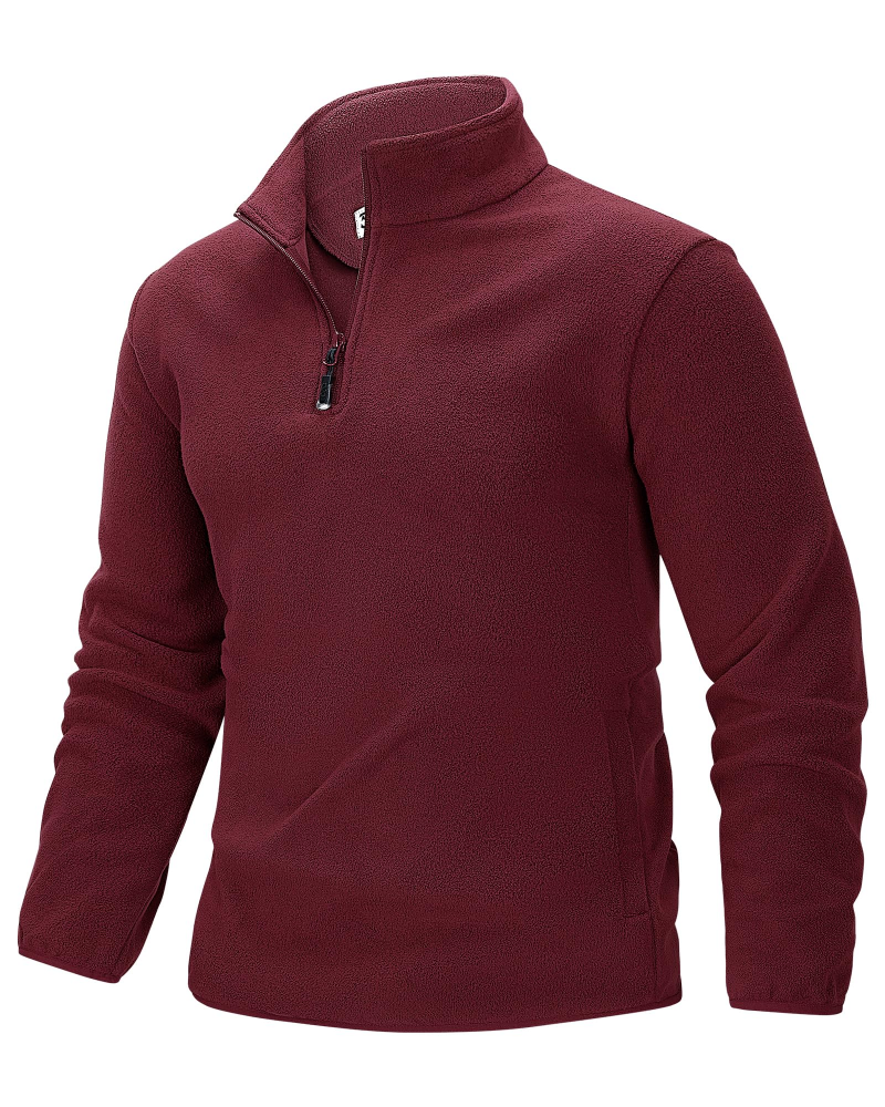 Keaton Men's Quarter Zip Fleece Pullover – Polyester Outdoor Jacket with Zip Pockets