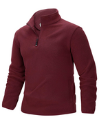 Keaton Men's Quarter Zip Fleece Pullover – Polyester Outdoor Jacket with Zip Pockets