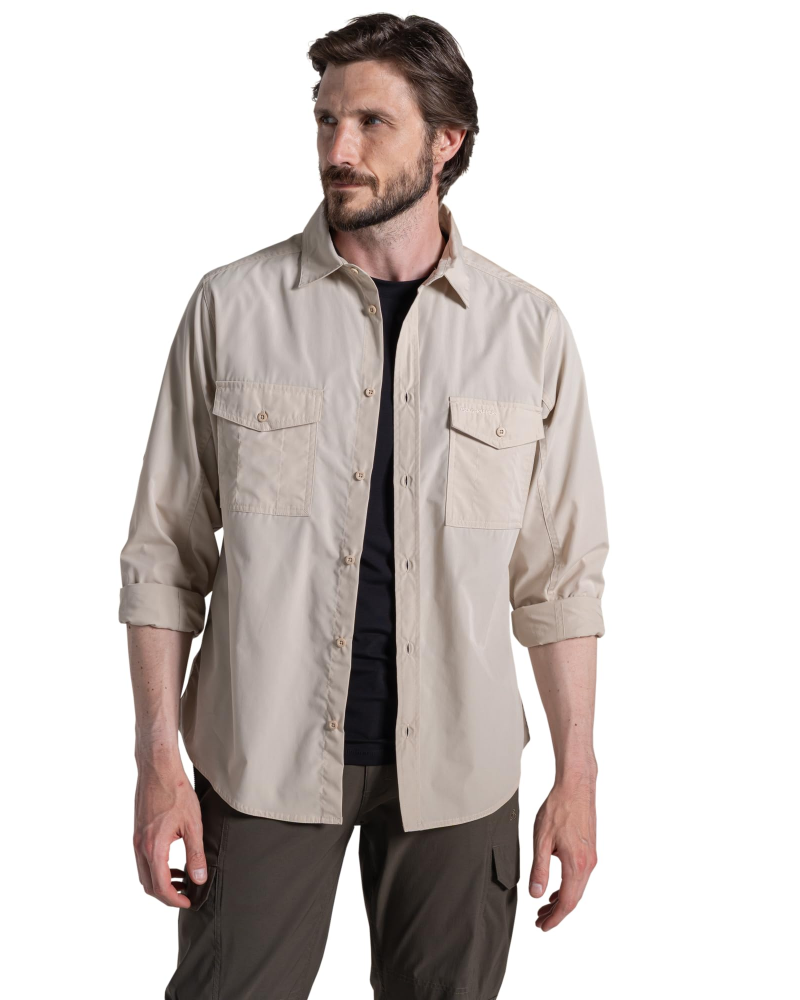 Keaton Men's UPF50+ Outdoor Shirt – Long Sleeve Safari Shirt with Roll-Up Sleeves