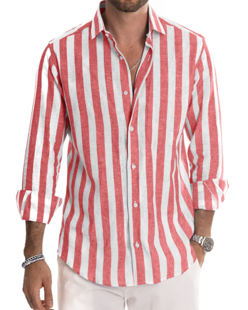 Trenton Men's Striped Shirt – Long Sleeve Button-Up Casual Shirt