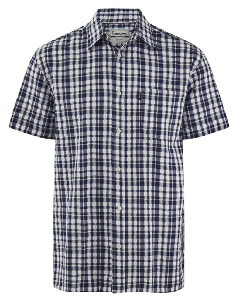 Marshall Men's Cotton Seersucker Shirt – Short Sleeve Plaid Button-Up Casual Shirt