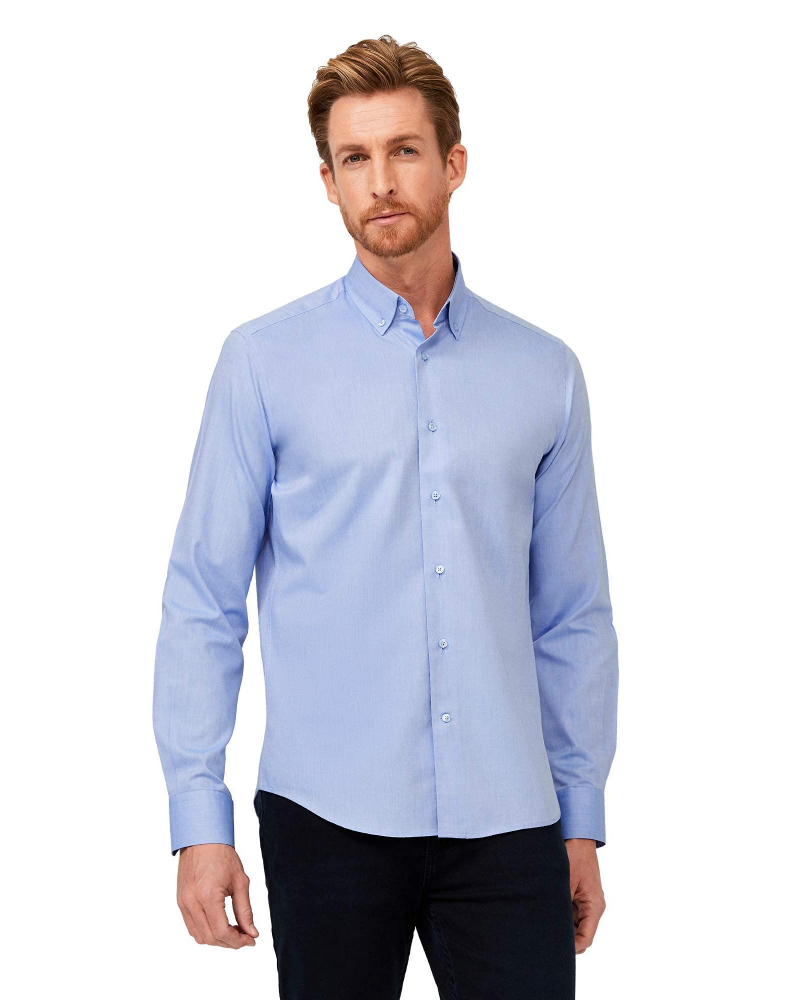 Gavin Men's Cotton Oxford Shirt – Long Sleeve Button-Down Smart Casual Shirt