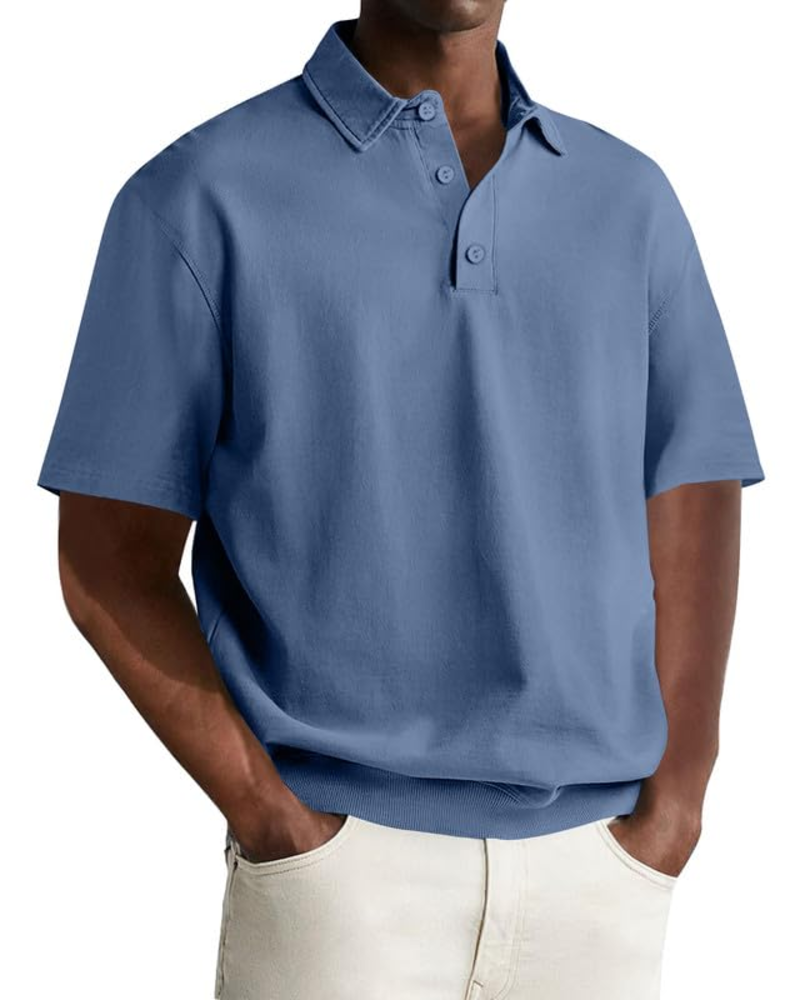 Grayson Men's Polo Shirt – Short Sleeve Three Button Collared Casual Top