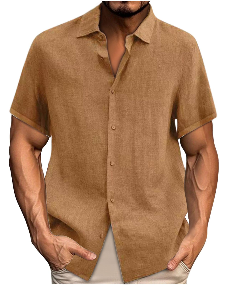 Colby Men's Short Sleeve Button Shirt – Polyester Casual Summer Collared Shirt