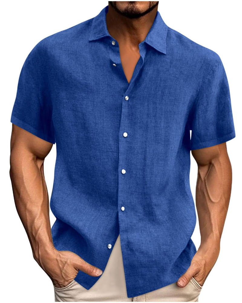Weston Men's Linen Blend Shirt – Long Sleeve Button-Up Casual Beach & Business Shirt