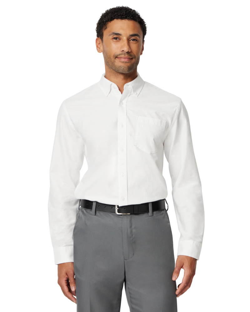 Nathan Men's Cotton Oxford Shirt – Long Sleeve Button-Down Smart Casual Shirt