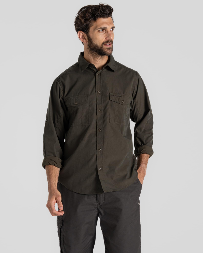 Mileson Men's Long Sleeve Walking Shirt – UPF 50+ Outdoor Button-Up Shirt