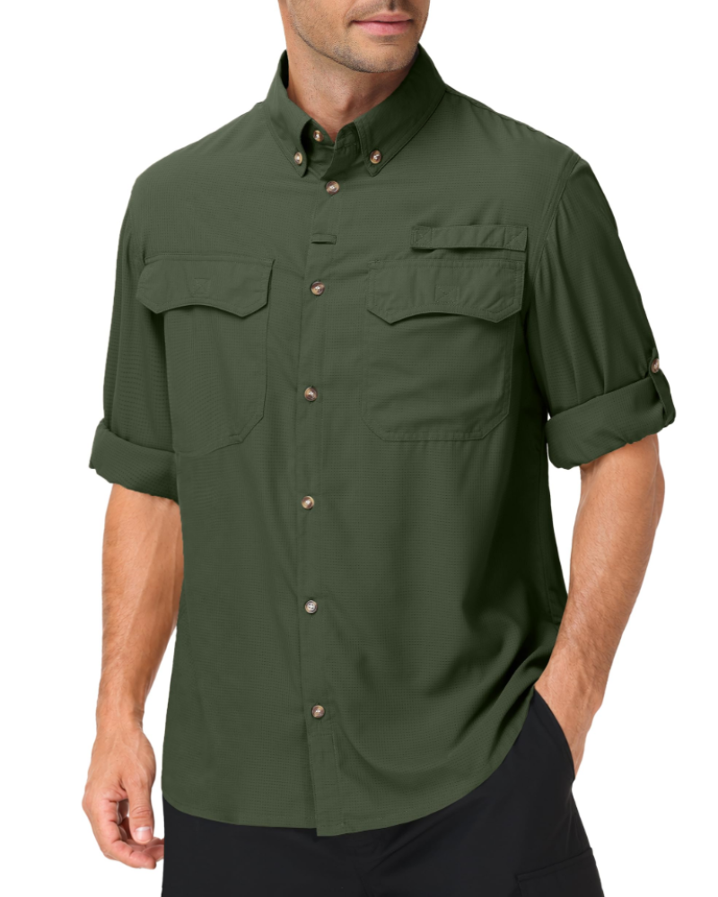 Gavin Men's UPF50+ Outdoor Shirt – Quick-Dry Long Sleeve Hiking Shirt with Pockets