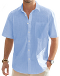 Norman Men's Cotton Linen Short Sleeve Shirt – Regular Fit Button-Up Summer Shirt