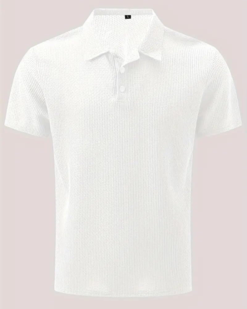Owen Men's Polo Shirt – Short Sleeve Waffle Knit Collared Summer Top