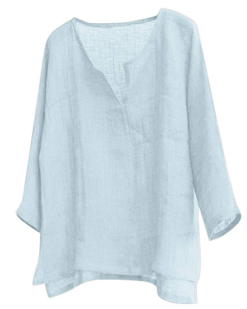 Parker Men's Cotton Linen Henley Shirt – Long Sleeve Band Collar Button Casual Shirt