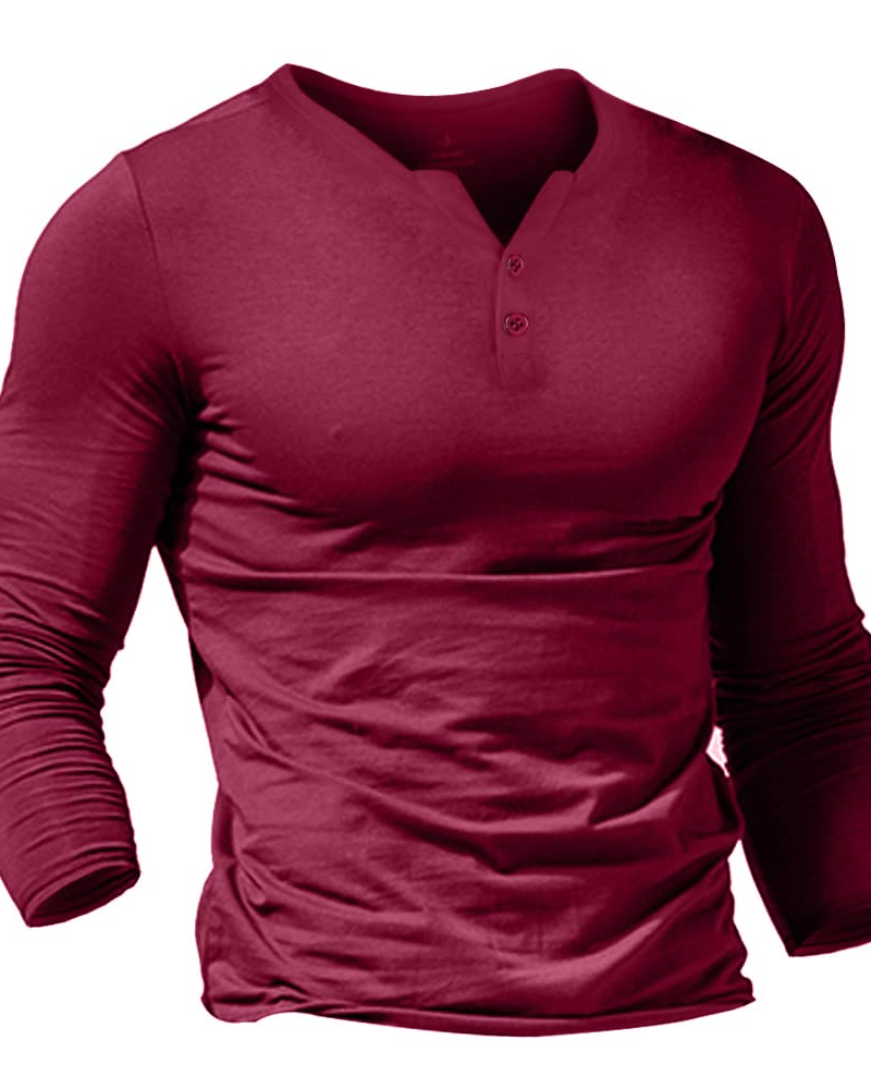 Declan Men's Cotton Henley T-Shirt – Slim Fit Button Neck Long & Short Sleeve Top
