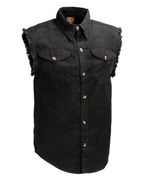 Gage Men's Sleeveless Denim Shirt – Cotton Button-Up Vest with Chest Pockets