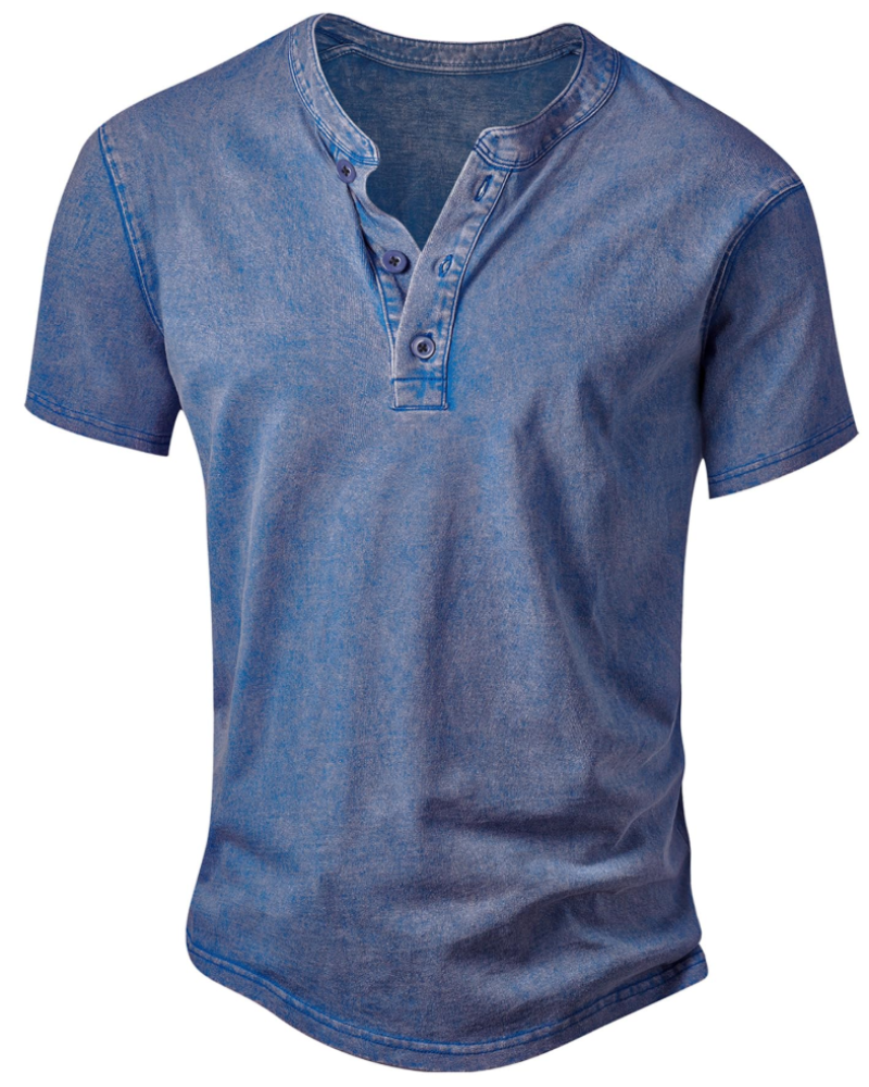 Sawyer Men's Cotton Henley T-Shirt – Vintage Button Neck Short Sleeve Casual Top