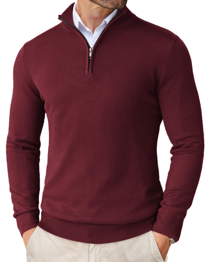 Holden Men's Quarter Zip Knit Sweater – Slim Fit Mock Neck Pullover
