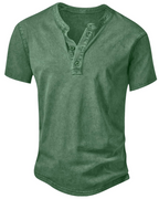 Sawyer Men's Cotton Henley T-Shirt – Vintage Button Neck Short Sleeve Casual Top