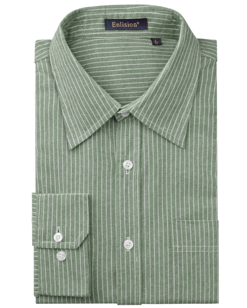 Marshall Men's Striped Oxford Shirt – Long Sleeve Cotton Blend Button-Up Shirt