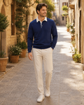 Declan Men's Polo Jumper – Breathable Long Sleeve Smart Casual Knit Sweater