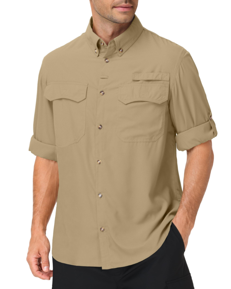 Gavin Men's UPF50+ Outdoor Shirt – Quick-Dry Long Sleeve Hiking Shirt with Pockets