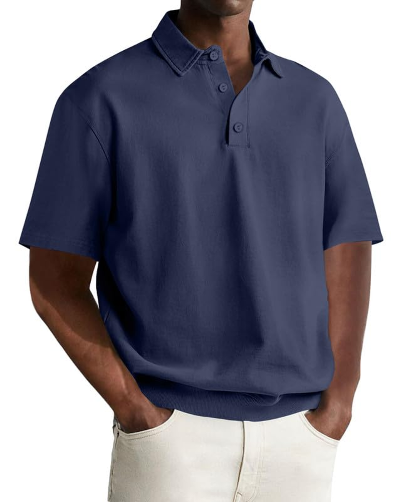 Grayson Men's Polo Shirt – Short Sleeve Three Button Collared Casual Top