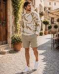 Tristan Men's Knit Jumper – Abstract Pattern Crew Neck Winter Sweater