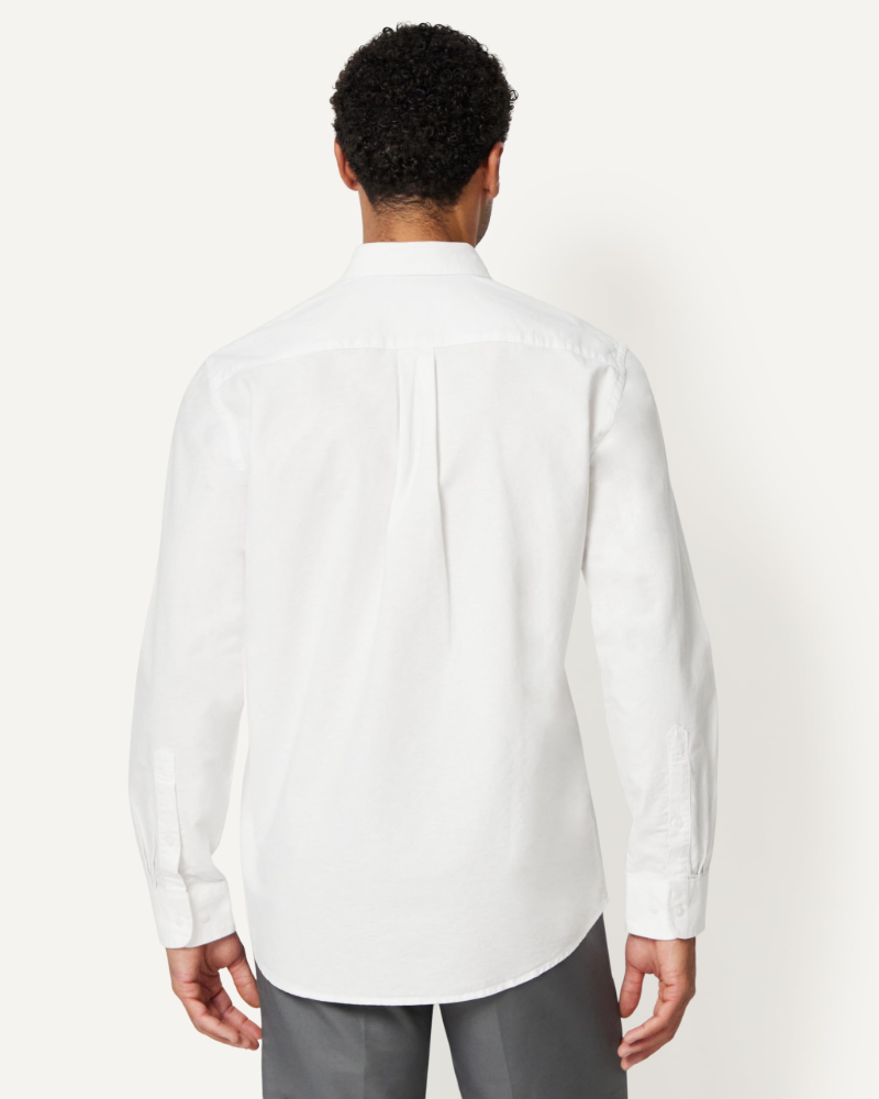 Nathan Men's Cotton Oxford Shirt – Long Sleeve Button-Down Smart Casual Shirt