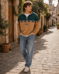 Eddie Men's Quarter Zip Jumper – Retro Knit Smart Casual Autumn Winter Sweater