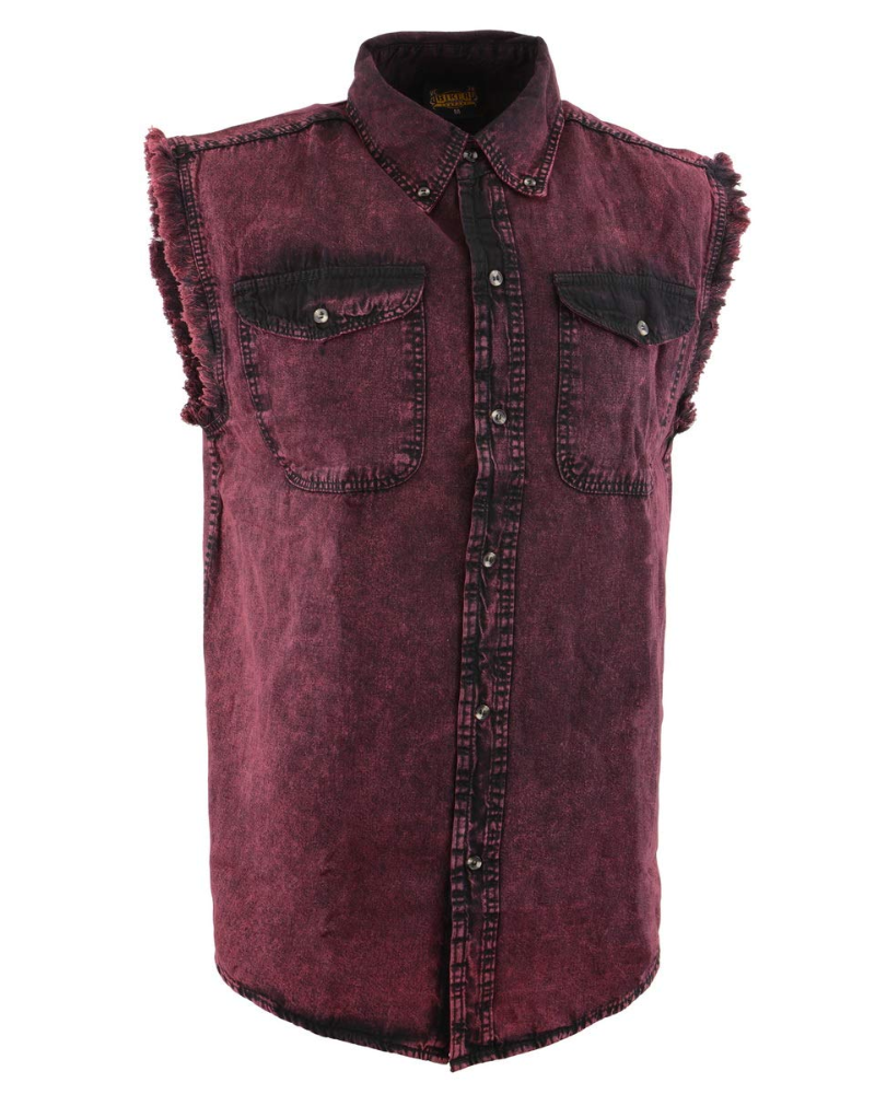 Gage Men's Sleeveless Denim Shirt – Cotton Button-Up Vest with Chest Pockets
